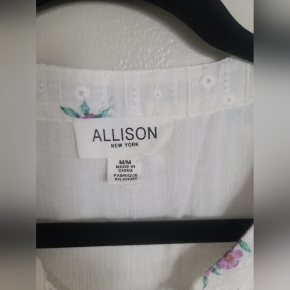 Allison New York White&Purple Embroidered Drop-Waist Mini Dress Size M Feminine - Picture 10 of 16